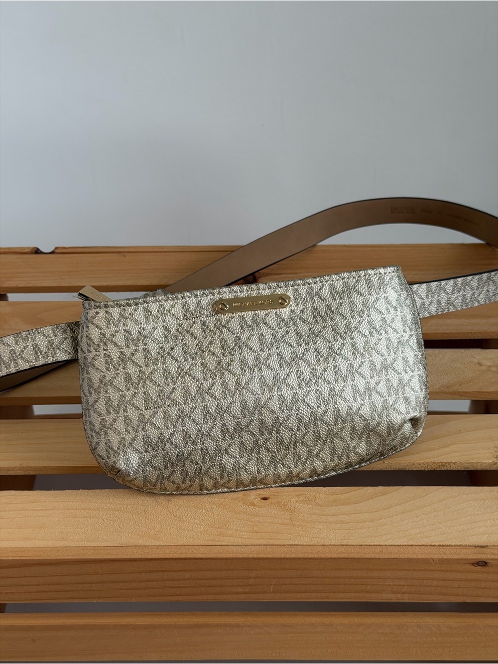 Michael Kors Silver Metallic Crossbody Belt Bag